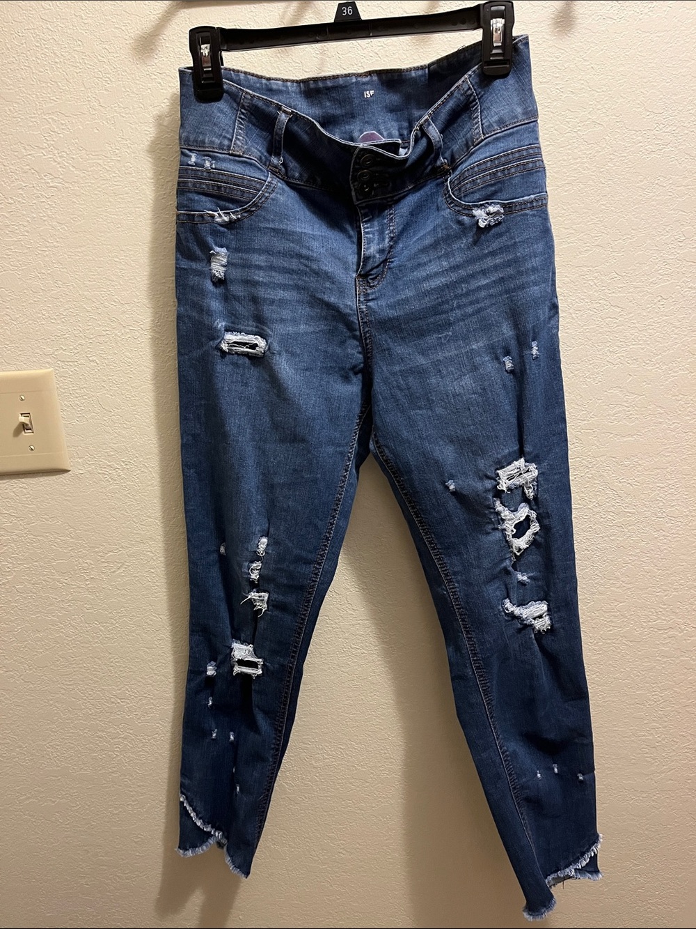Ripped Dark Blue Skinny Jeans for Women - Stretch Distressed Fit